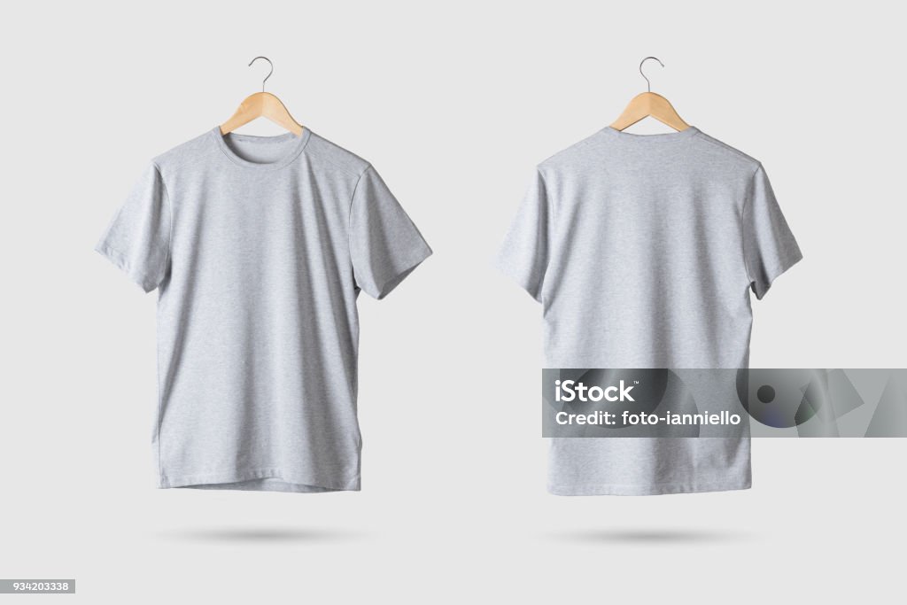 Black T-Shirt Mock-up on wooden hanger, front and rear side view. High  resolution. in 2023