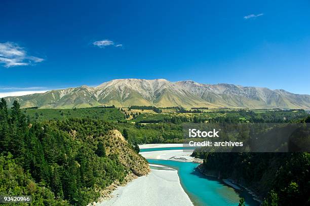 Rakaia Gorge New Zealand Stock Photo - Download Image Now - Awe, Blue, Bush