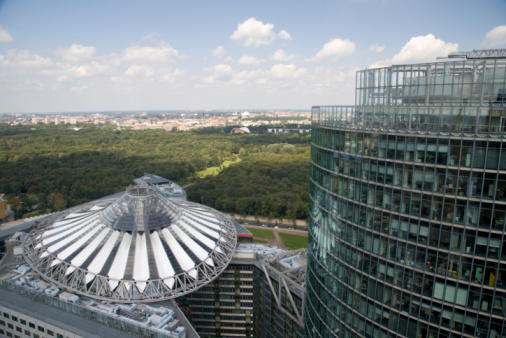 Seoul, South Korea - August, 2022: city skylines from Han River parks