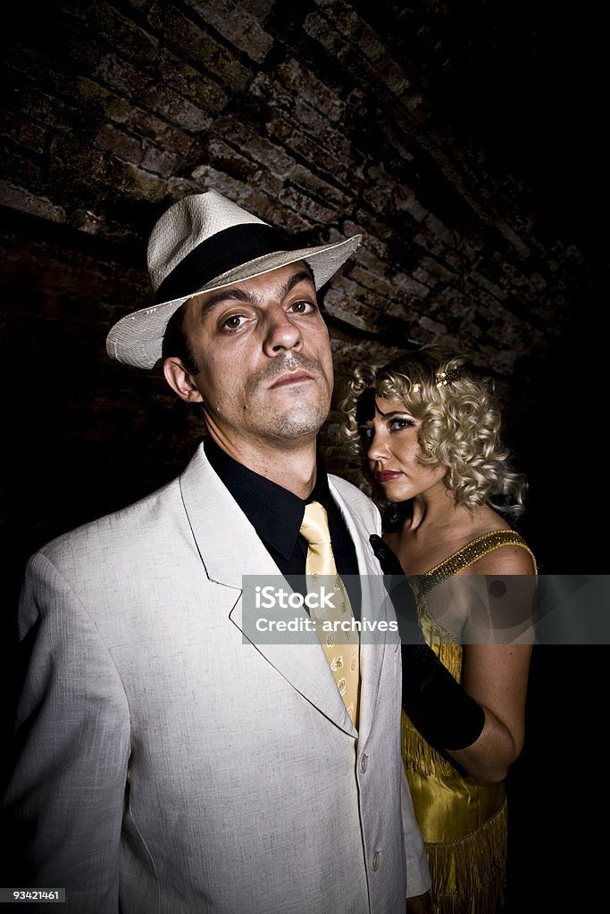 night crime evil gangster with his girl. shot at oh la la lypse in marseilles, france. Pimp Stock Photo