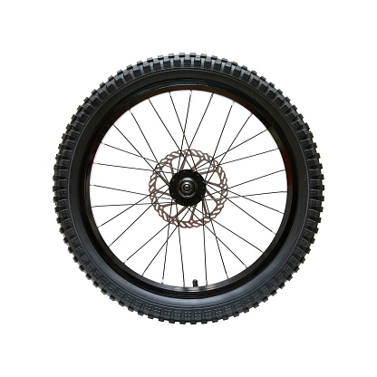 Bicycle wheel isolated on while background