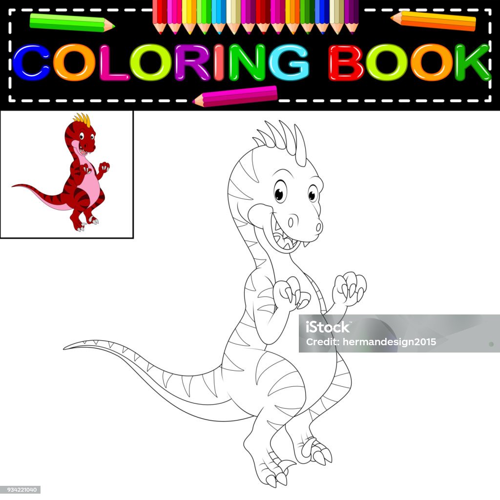 dinosaur coloring book illustration ofdinosaur coloring book Ancient stock vector