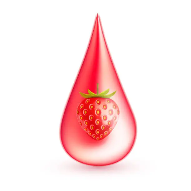 Vector illustration of Vector realistic red strawberry juice sdrop