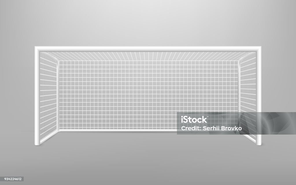 Football soccer goal realistic sports equipment. Football goal with shadow. isolated on transparent background. Vector illustration. Football soccer goal realistic sports equipment. Football goal with shadow. isolated on transparent background. Vector illustration. Eps 10. Goal - Sports Equipment stock vector