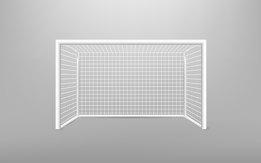 Football soccer goal realistic sports equipment. Football goal with shadow. isolated on transparent background. Vector illustration. Eps 10.