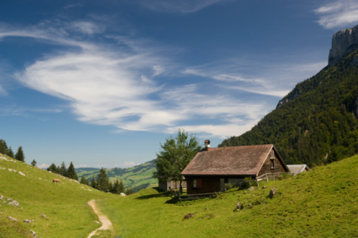 Idyllic mountain landscape near Gstaad, Switzerland.