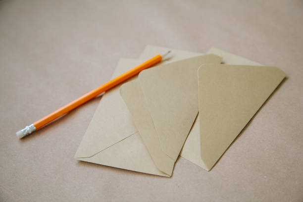 a stack of vintage envelopes. - writing manuscript ancient postcard imagens e fotografias de stock