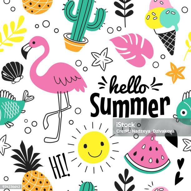 こんにちは夏パターン - 夏のベクターアート素材や画像を多数ご用意 - 夏, 連続文様, 模様
