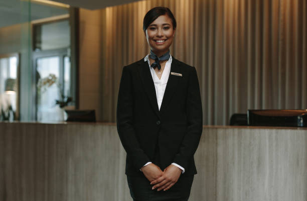 istock Beautiful concierge waiting for welcoming guests 934251972