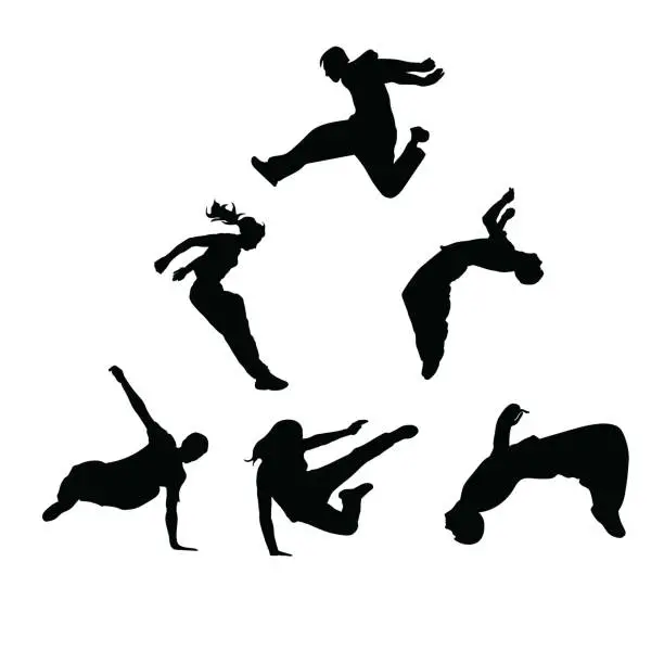 Vector illustration of Silhouettes. Parkour