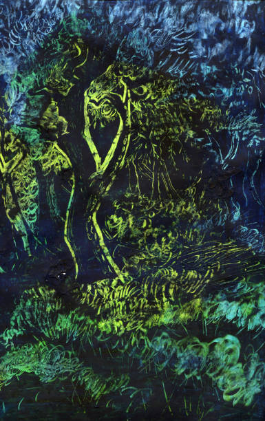 Scratch art forest stock photo