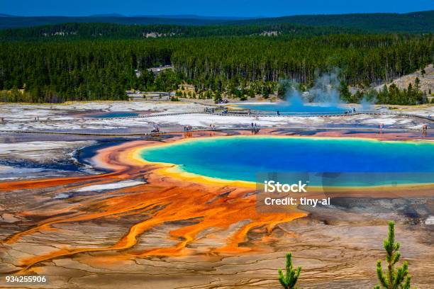 Grand Prismatic Spring Stock Photo - Download Image Now - Yellowstone National Park, Grand Prismatic Spring, USA