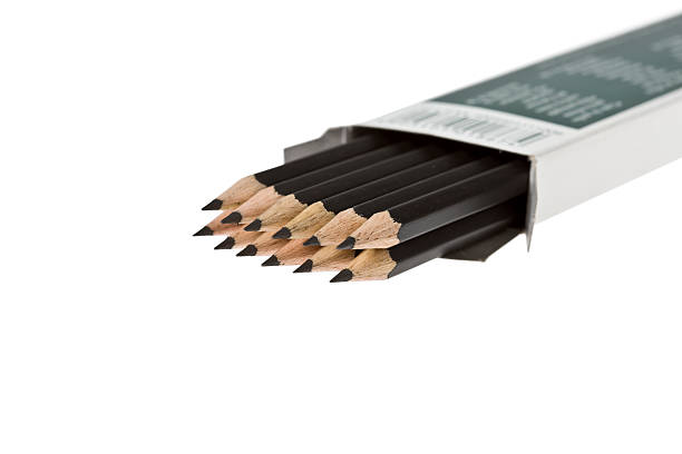 matite nella casella - pencil black sharp color image foto e immagini stock
