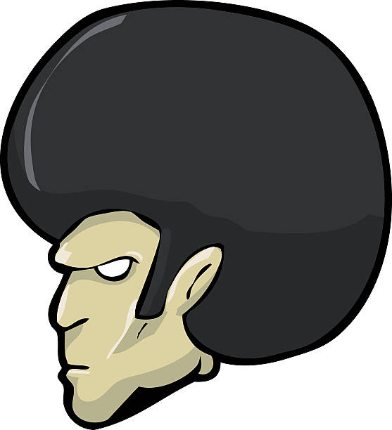 angry afro head vector art illustration