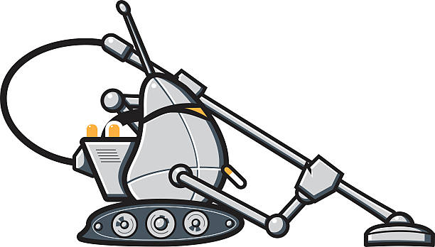 cleaning robot vector art illustration