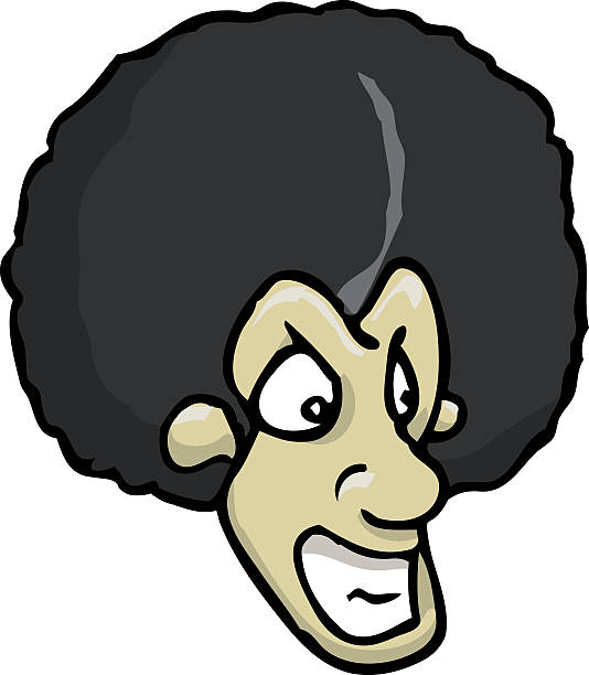 smiling afro head vector art illustration