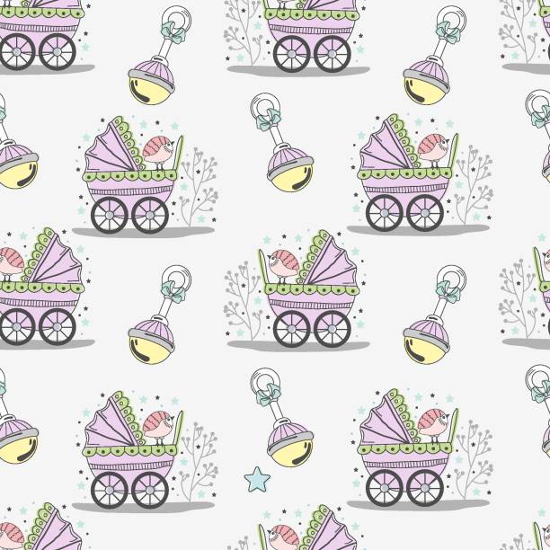 istock Seamless pattern with children's elements. Perfect for a Baby Shower. Baby cards, packaging and labels. Vector illustration 934259370