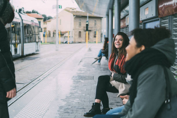 istock Female friends waiting for the tram 934261846