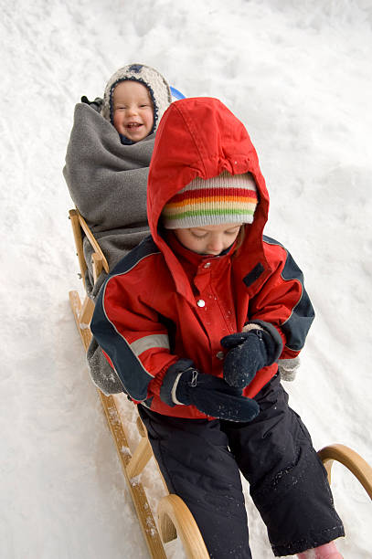 istock Brother and Sister on the Sled 93426633