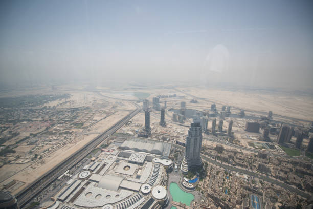 Dubai sand storm with Burj Al Arab, the seven start hotel, seen in the back.