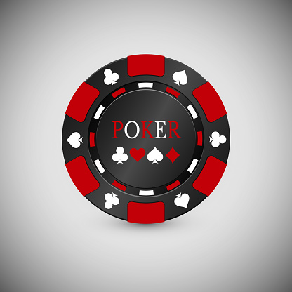 Black and Red Casino Chip Icon. Casino Chip Vector Illustration.