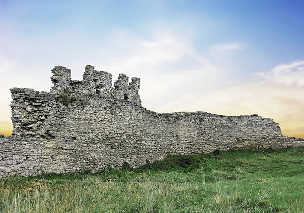 Ruined wall of old castle in Kamyanets (Ukraine)