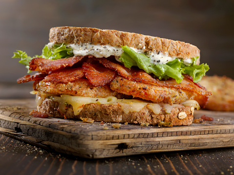 Fried Green Tomato, BLT Sandwich on Toasted Whole Grain Bread