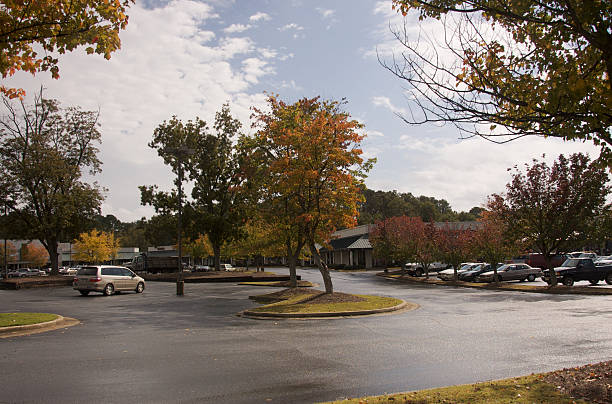istock Autumn leaves changing color at a strip mall 93429025