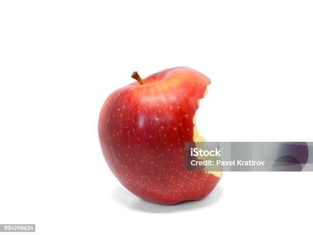 Bitten Juicy Red Apple Isolated On White Background Stock Photo - Download Image Now