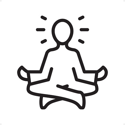 Meditating Guru — Professional outline black and white vector icon.
Pixel Perfect Principle - icon designed in 64x64 pixel grid, outline stroke 2 px.

Complete Outline BW board — https://www.istockphoto.com/collaboration/boards/74OULCFeYkmRh_V_l8wKCg