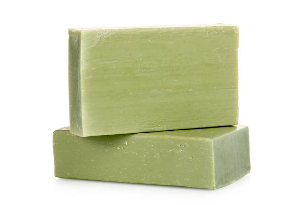green soap bars green soap bars made from olive oil isolated on white bar of soap photos stock pictures, royalty-free photos & images