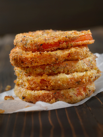 Fried Red Tomatoes, battered in herb bread crumbs