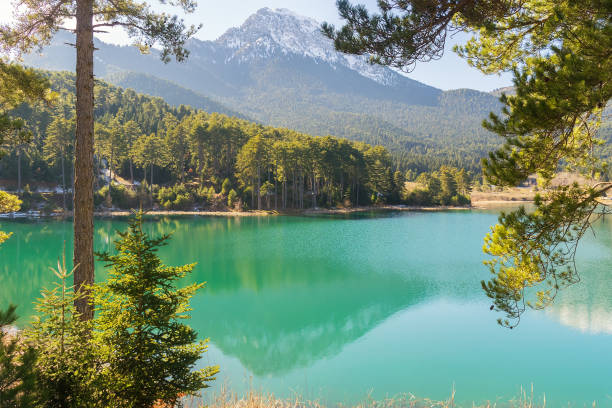 istock Lake doxa in Greece. View through the trees. 934313044