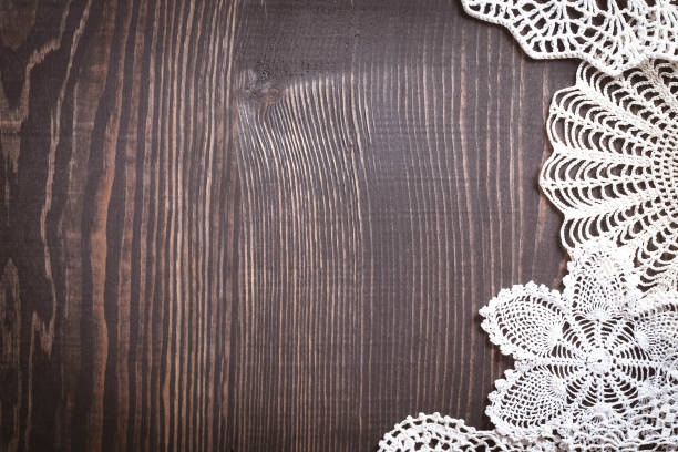 istock Vintage background with white crochet lace 934313886