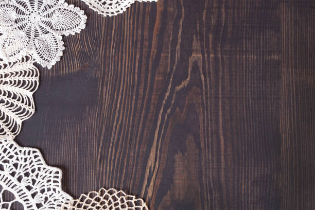 istock Vintage background with white crochet lace 934314406
