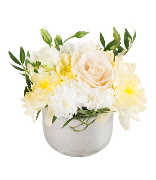 istock Flowers in tin mug isolated on white 934316502
