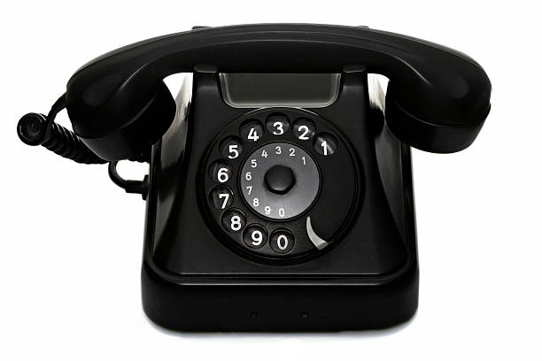 Old Vintage Black Dial Telephone stock photo