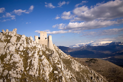 The ancient castle of Rocca Calascio, builded from XIV century in Abruzzi, 30 km far from L'aquila, Italy.