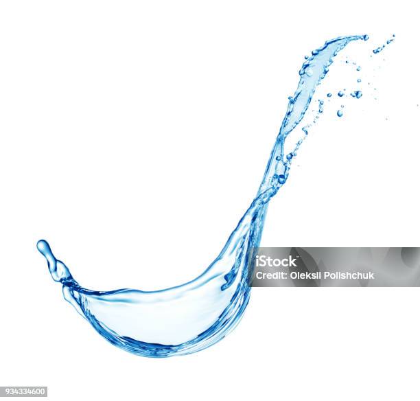 Spruzzo Dacqua Blu Isolato Su Sfondo Bianco - Fotografie stock e altre immagini di Acqua - Acqua, Schizzare, Scontornabile