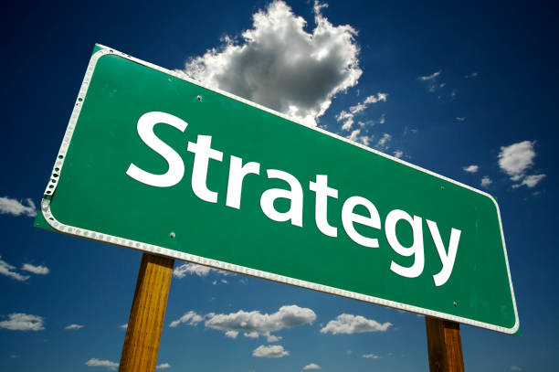 istock A green road sign that reads Strategy 93433729