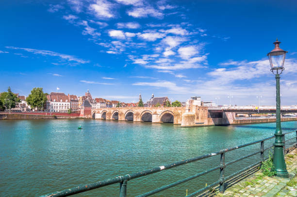 View on Servatius bridge across the Meuse River in Masstricht - Netherlands