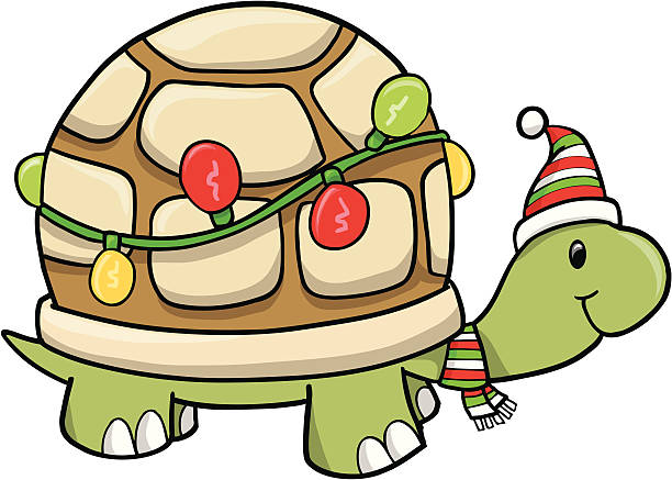 Christmas Holiday Turtle vector art illustration