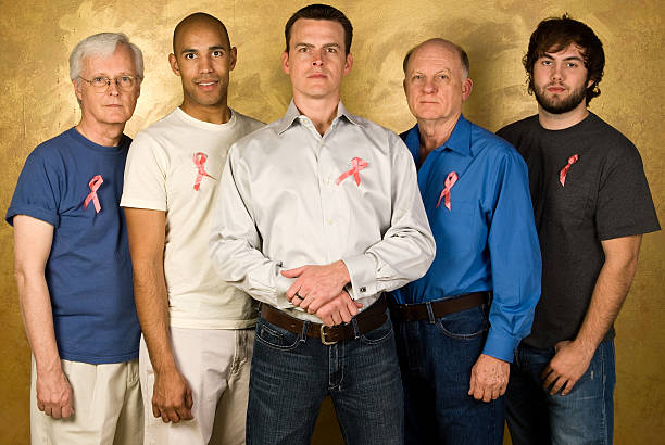 Men Supporting Breast Cancer Awareness stock photo