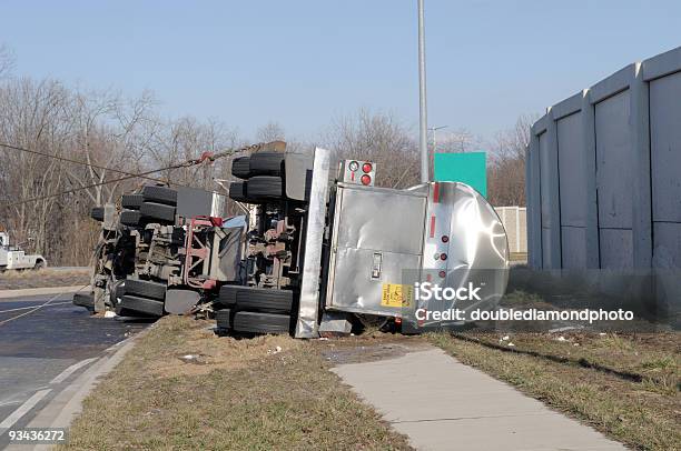 Over Turned Tanker Truck Stock Photo - Download Image Now - Crash, Misfortune, Truck