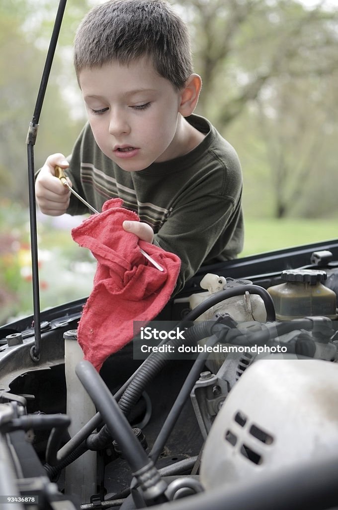 Checking The Oil  Auto Mechanic Stock Photo