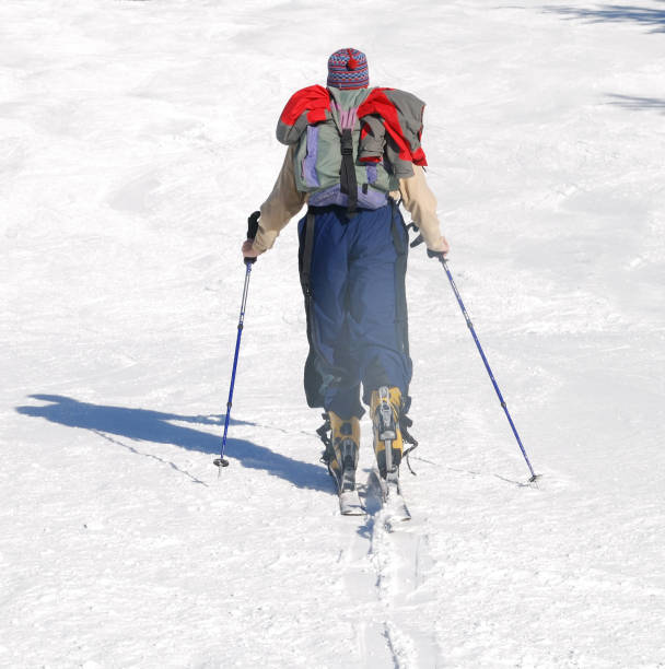 istock ski-tour with Tourenski uphill view from behind 93439808