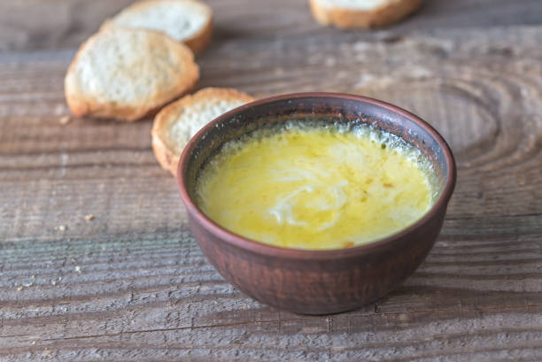 istock Bowl of cheese dip with toasts 934398686