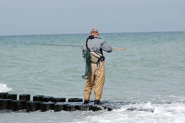 pesca d'altura nel mar baltico beach (germania - pesca daltura foto e immagini stock