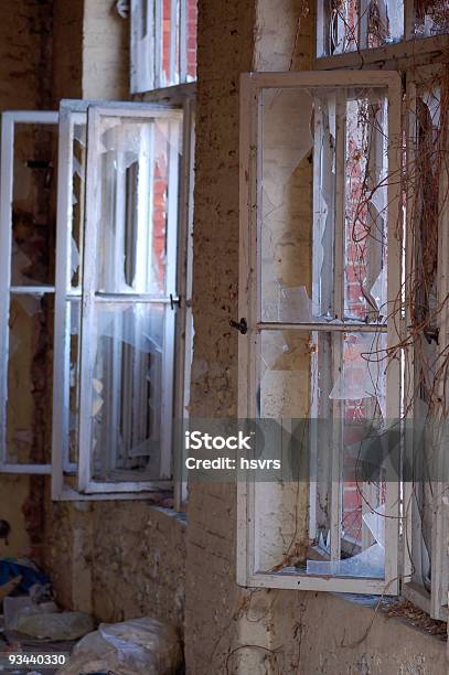 Dirty Room With Broken Windows Stock Photo - Download Image Now - Color Image, Damaged, Deterioration