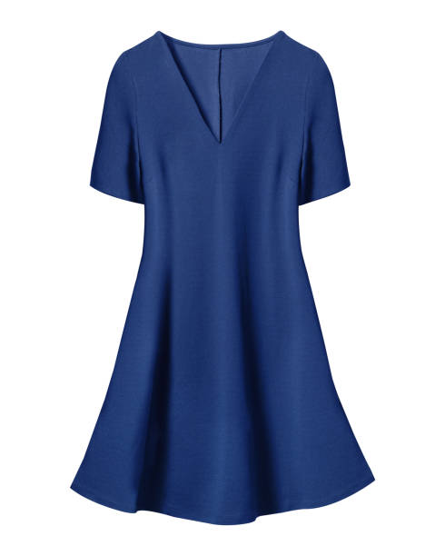 istock Navy blue retro dress with short sleeves isolated on white 934408078